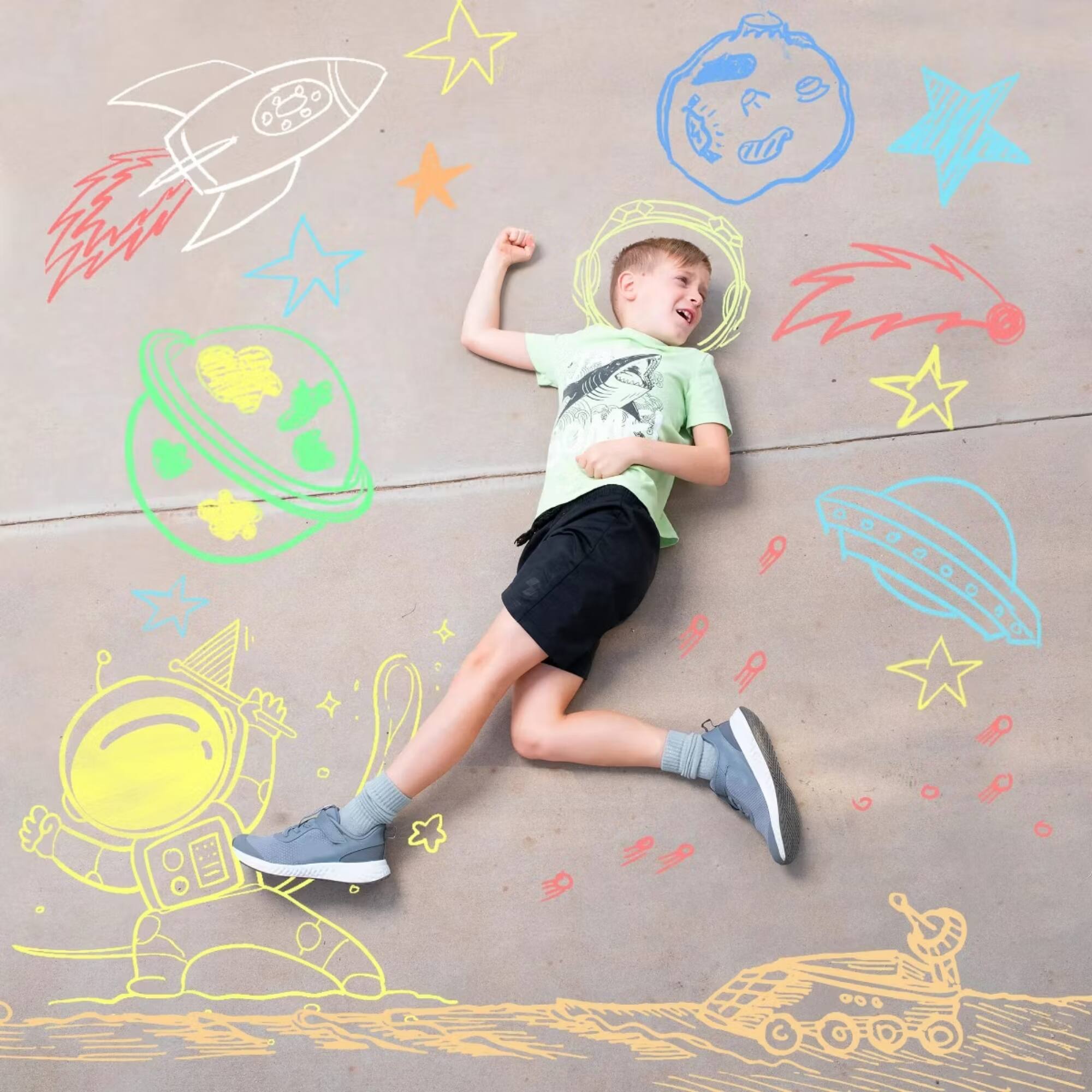 Left. Joyfy - 120 Pcs Sidewalk Chalk for Kids - 10 Colors, Washable Chalk for Outdoor Art Play, Painting Toy on Chalkboard, Blackboard - colorful.
