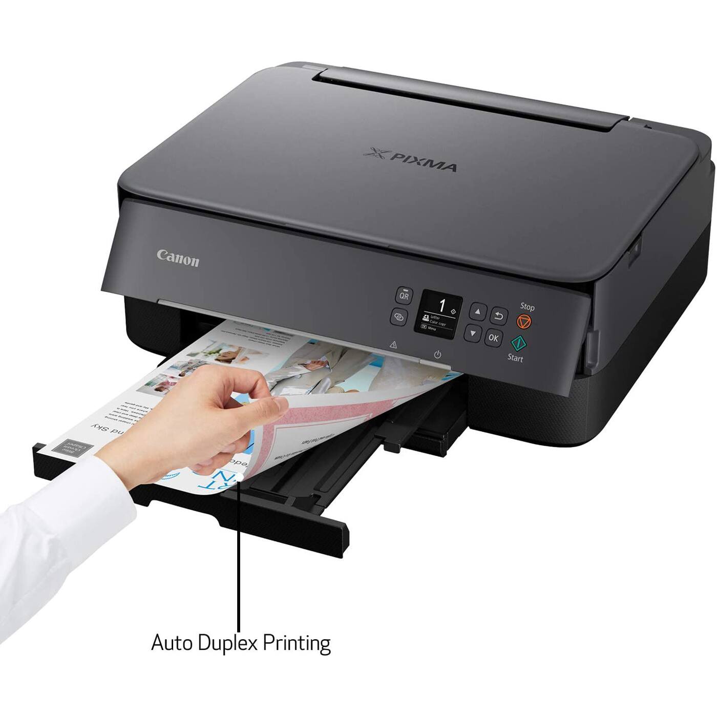 PIXMA Canon QR 5 a - 1. A Y Stop OK Start R DNE CAENR T N Auto Duplex Printing