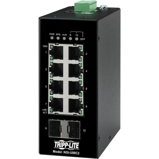 Tripp Lite - by Eaton 8-Port Unmanaged Industrial Gigabit Ethernet Switch 10/100/1000 Mbps 2 GbE SFP Slots -40?° to - Unknown