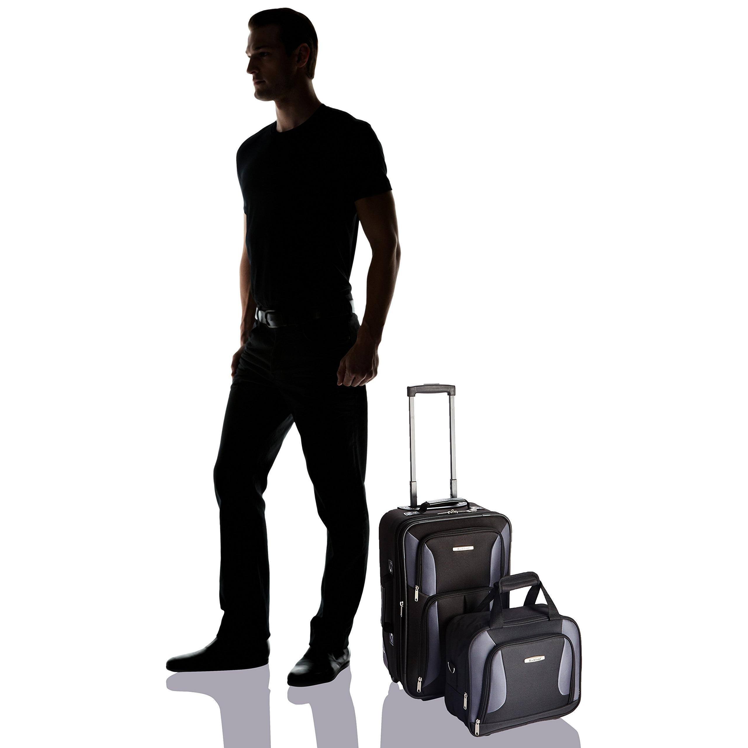 Alt View 7. Dapper Styles - Fashion Softside Upright Luggage Set Black gray 2-piece - Camouflage-2-Piece Set (14/19).