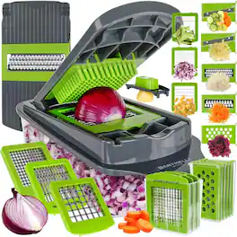 PARKER SLATER - 15-Piece Vegetable Chopper and Slicer Set – Multifunctional Kitchen Gadget with Container - Gray