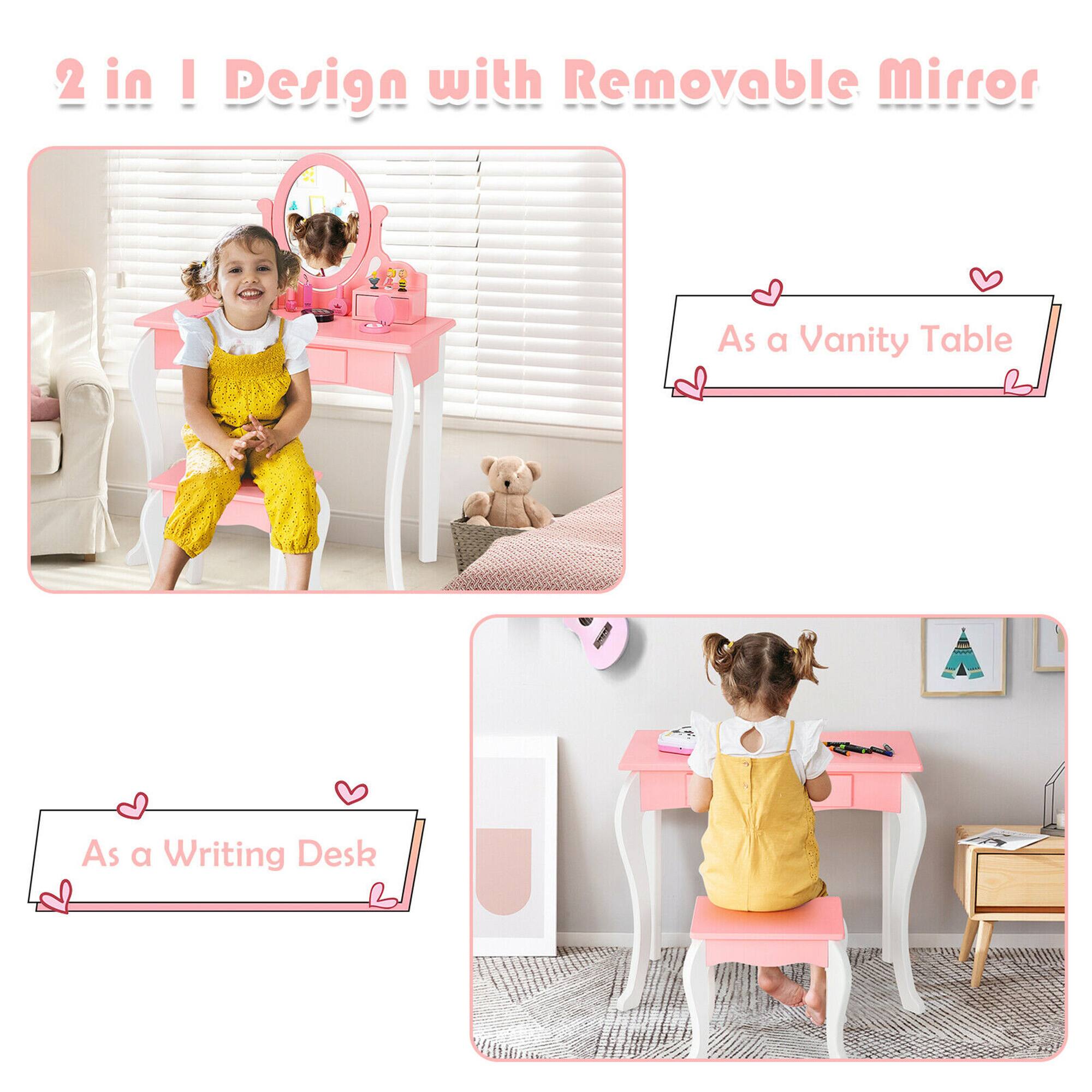 2 in 1 Design with Removable Mirror

As a Vanity Table

As a Writing Desk