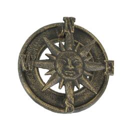 Zeckos - Cast Iron Decorative Sun Compass Rose Door Knocker Rustic Home Decor - Bronze