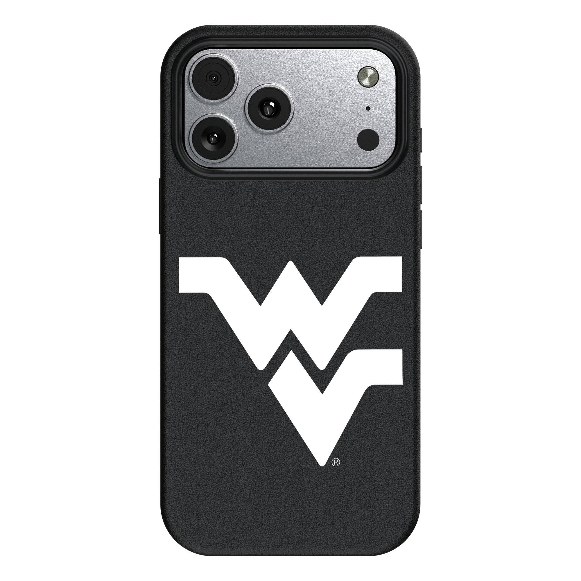 Front. Keyscaper - West Virginia Mountaineers Primary Logo iPhone Magnetic Bump Case - 17 Pro Max - Black.