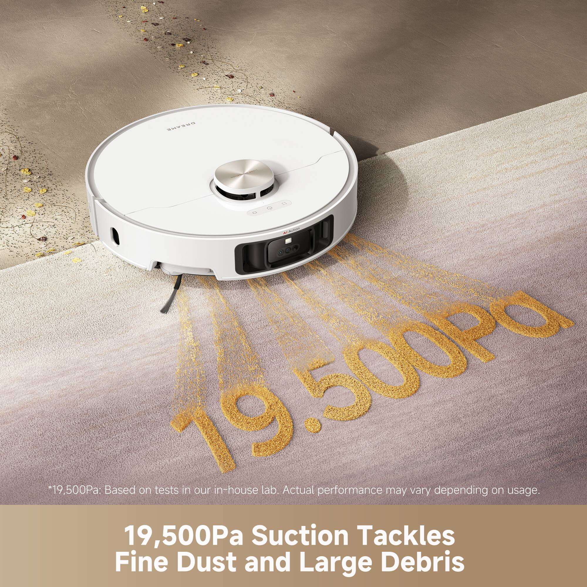 SRSARE - P0 19.500Pa *19,500Pa: Based on tests in our in-house lab. Actual performance may vary depending on usage. 19,500Pa Suction Tackles Fine Dust and Large Debris