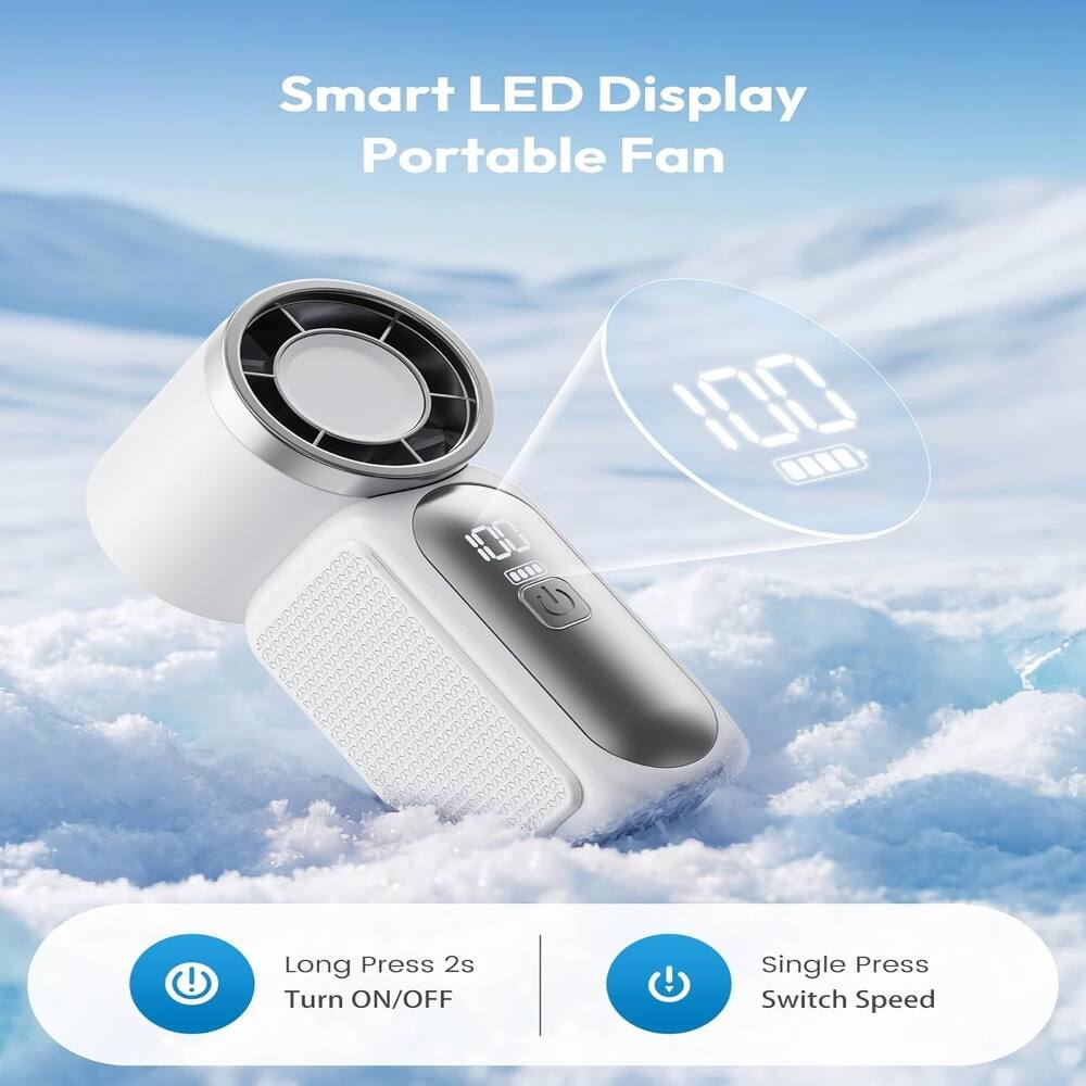 Smart LED Display Portable Fan

Long Press 2s Turn ON/OFF
Single Press Switch Speed