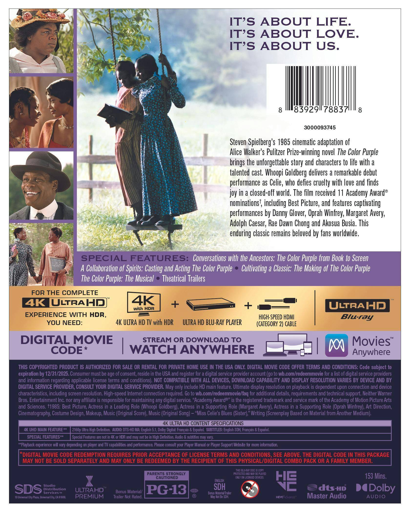 Back. The Color Purple   - 4K Blu-Ray.