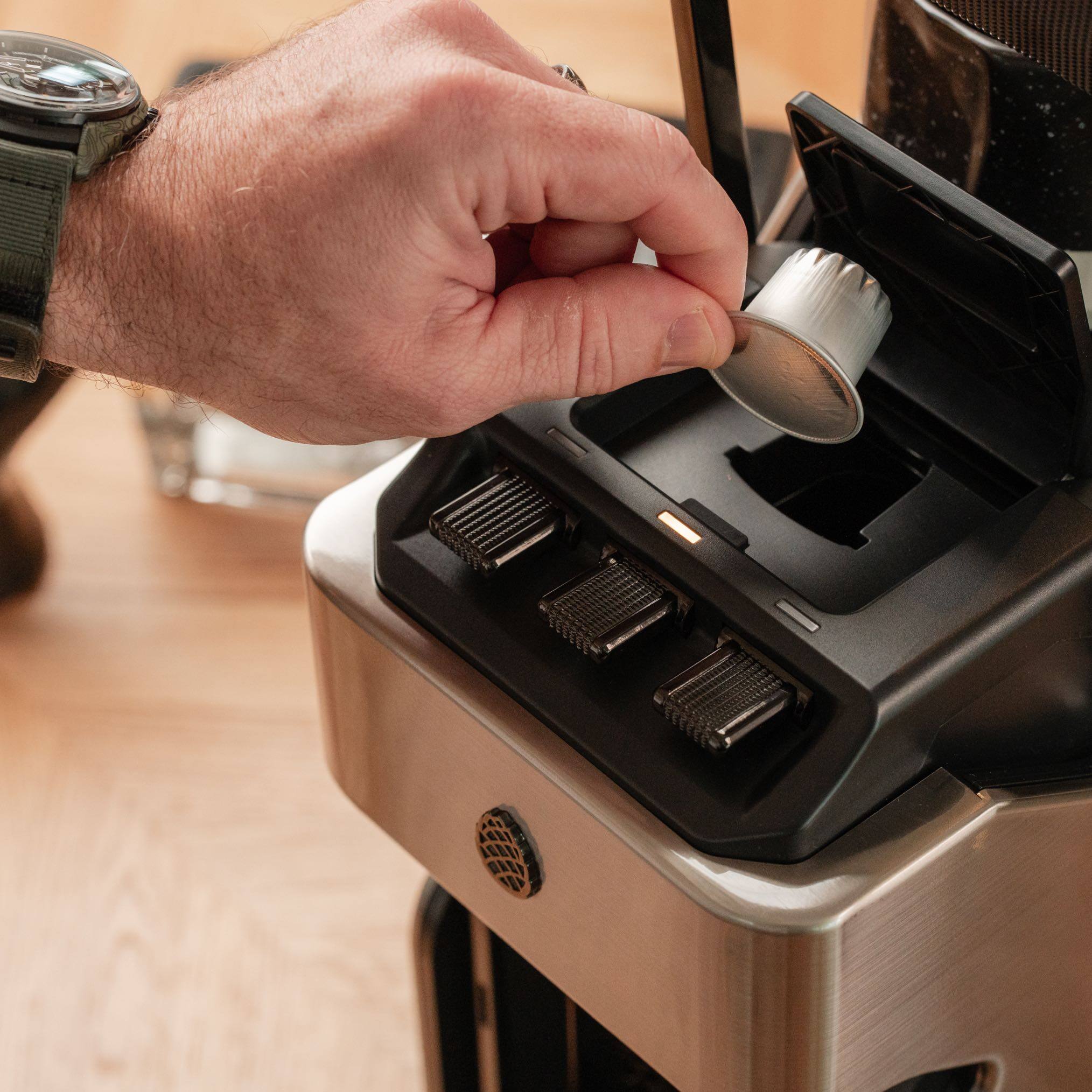 Alt View 5. Milton Coffee Co. - Stainless Steel Brew Path, Compatible  with Nespresso OriginalLine Capsules, cup warming tray, low noise, 19 bar motor - Brushed Silver.