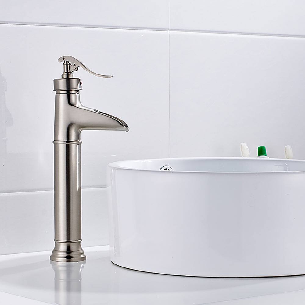 Alt View 2. Boyel Living - Single Hole Single Handle High Waterfall Bathroom Faucet in Brushed Nickel Easy to Install Durable and Modern - Brushed Nickel.