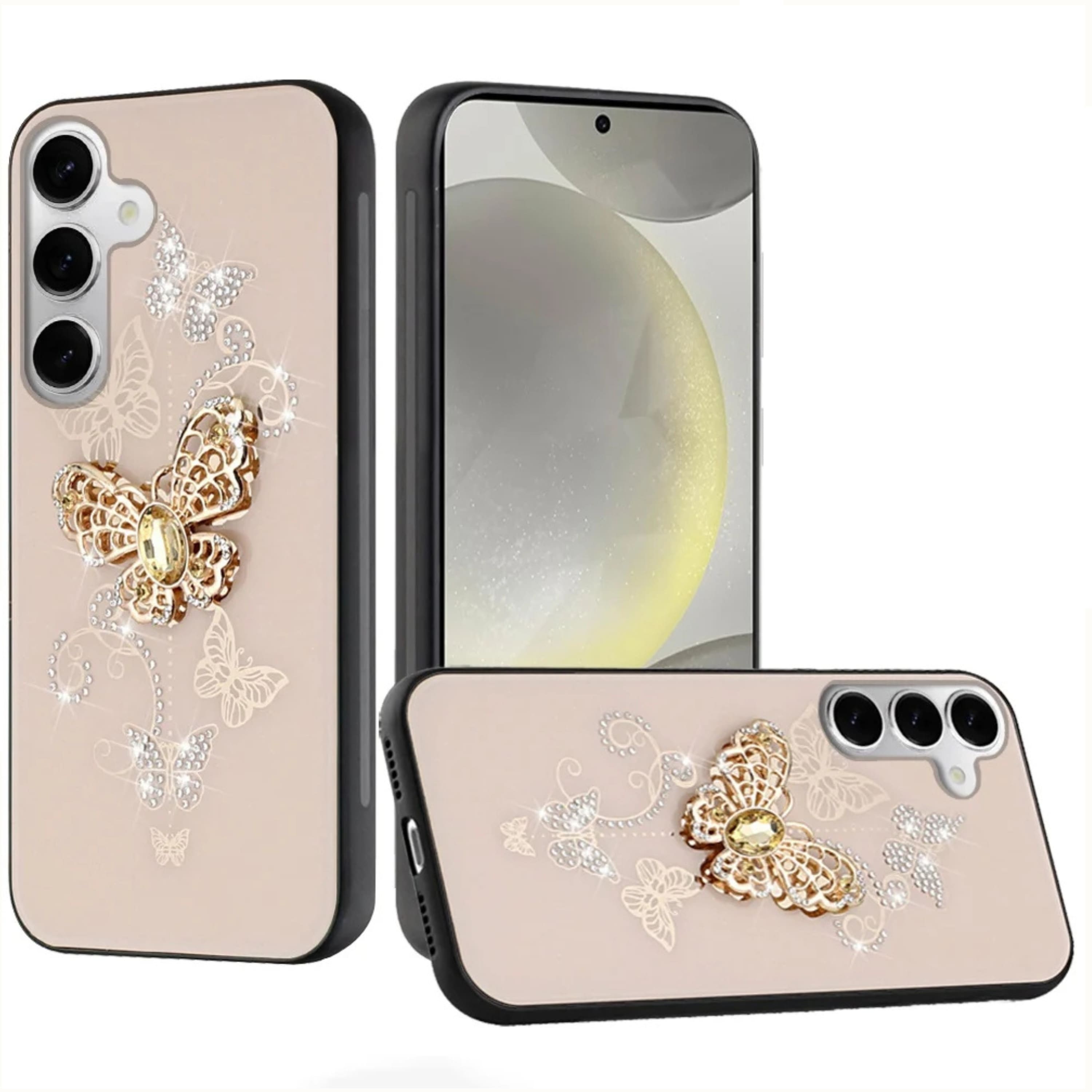 Kitcheniva - Premium Bling Protective Cover With Tempered Glass For Samsung S25 Plus S24 Plus Butterflies Gold - Butterfly Gold price history on PriceWatchPro