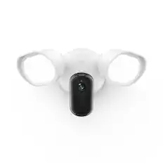 Front. Arlo - Wired Floodlight Security Camera - 2K Video with HDR, 2000 Lumens, Integrated Siren, Color Night Vision - White.
