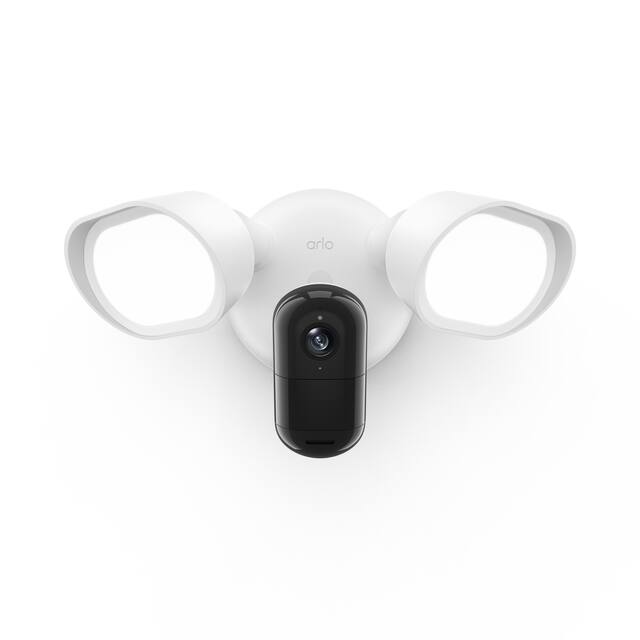Arlo - Wired Floodlight Security Camera - 2K Video with HDR, 2000 Lumens, Integrated Siren, Color Night Vision - White