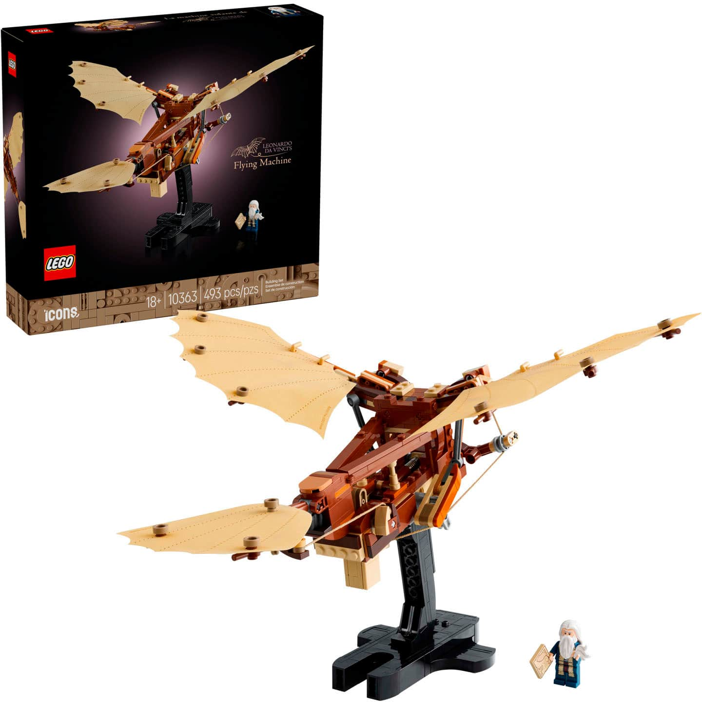 LEGO Icons Leonardo da Vinci's Flying Machine Ornithopter Building Set ...