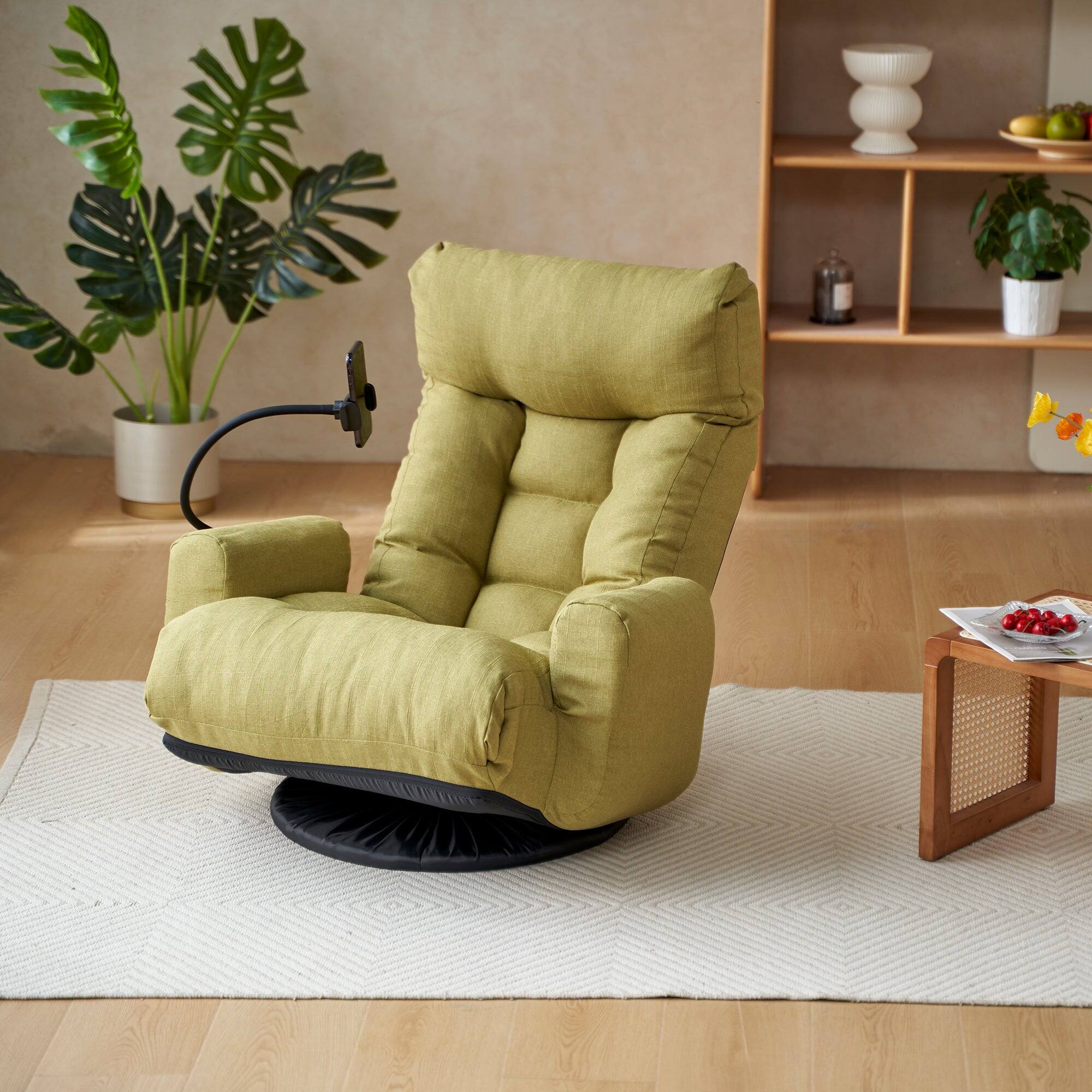 Alt View 3. Boyel Living - 360 Rotating Foldable Adjustable Floor Lounge Chair Comfortable Seating for Living Room Bedroom Green - Green.