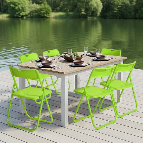 Alt View 8. Winado - 6 PCS Portable Folding Plastic Stackable Chairs with Backrest Lightweight for Indoor Outdoor Camping Wedding Party - Green.