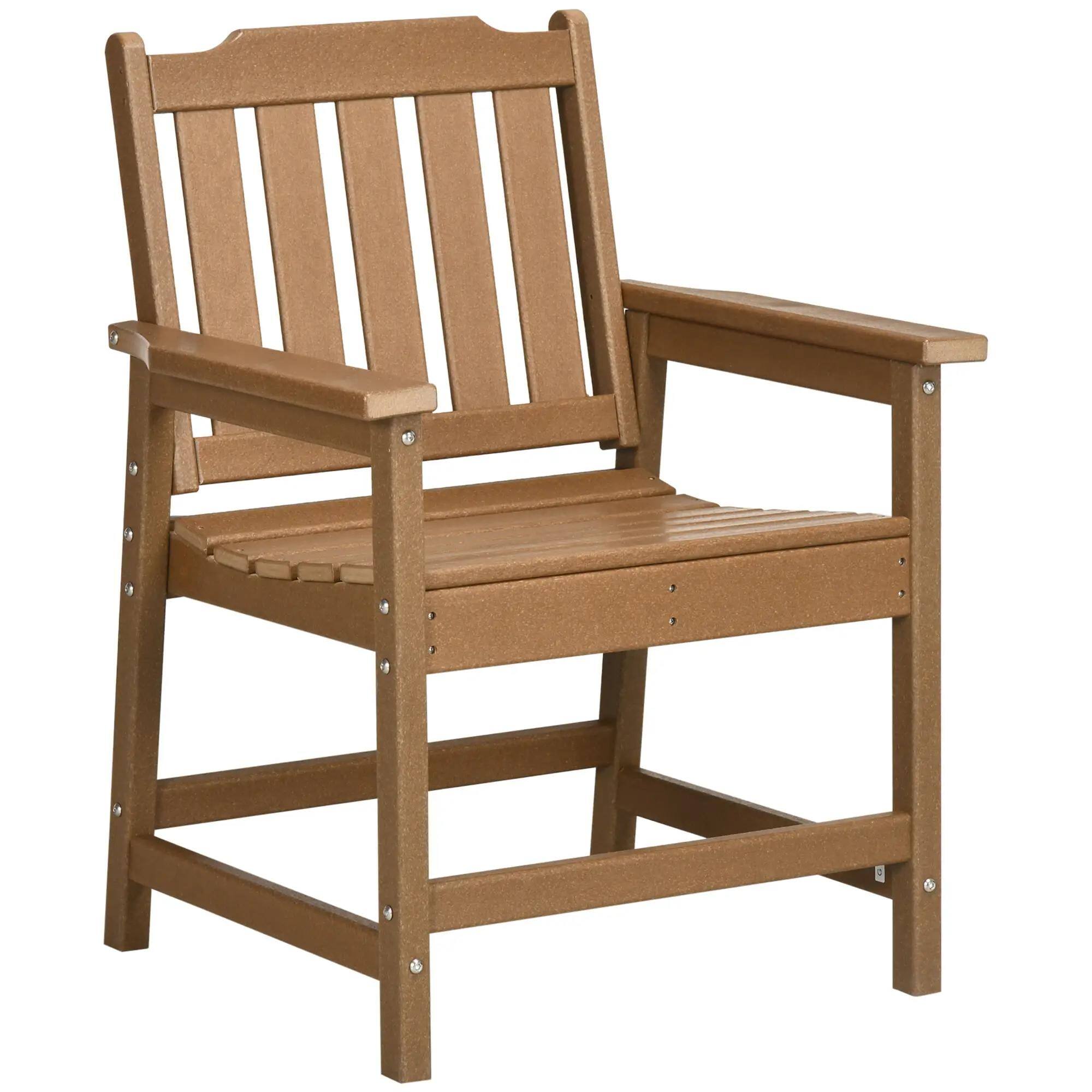 Angle. Resenkos - Resenkos HDPE Patio Seat, Durable Wood-Like Outdoor Chair, Perfect for Garden, Deck, Heavy Duty & Weatherproof,Brown - Brown.