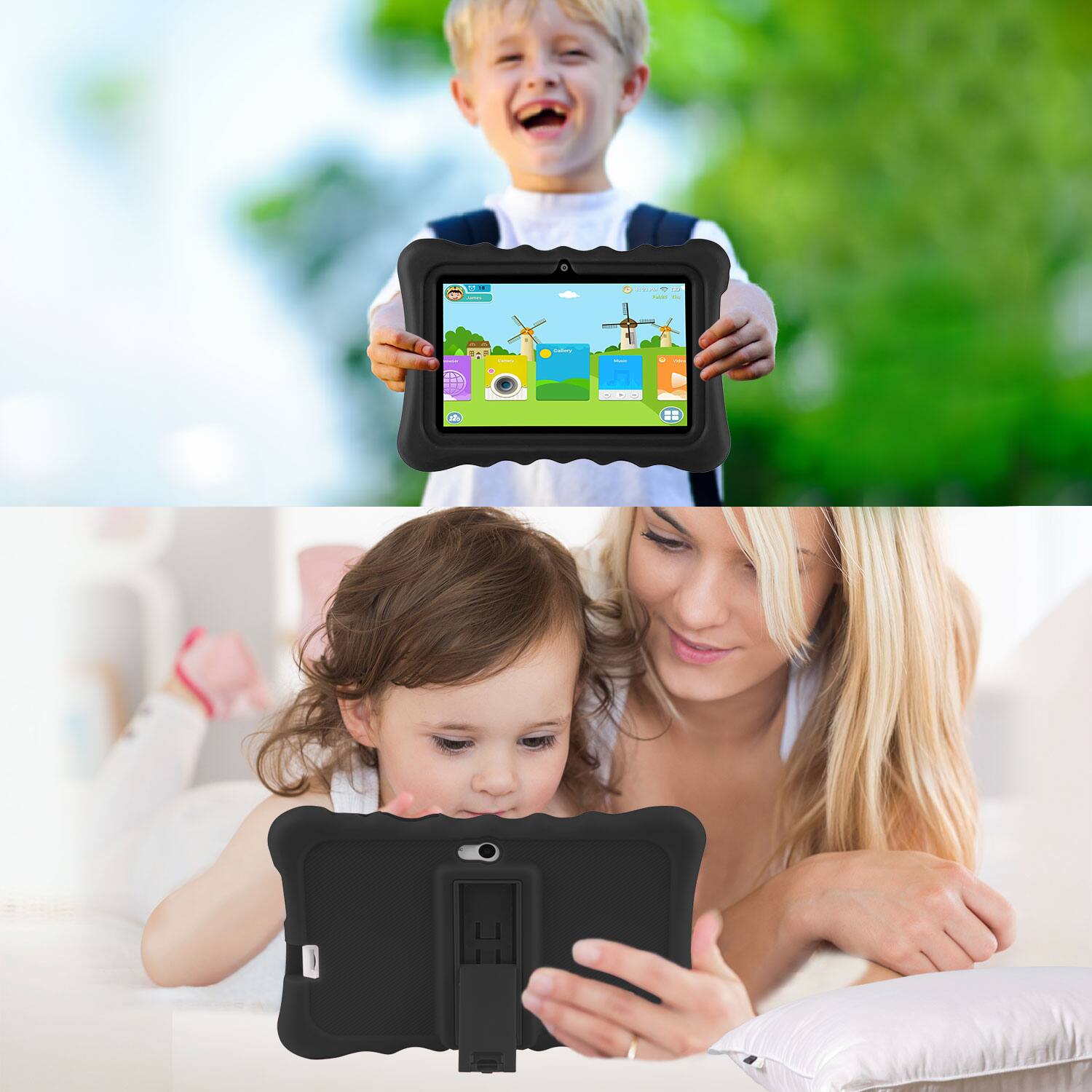 Alt View 1. DirectDeals - Shockproof Silicone Tablet Case with Stand – 7" Snap-On Cover - Black.