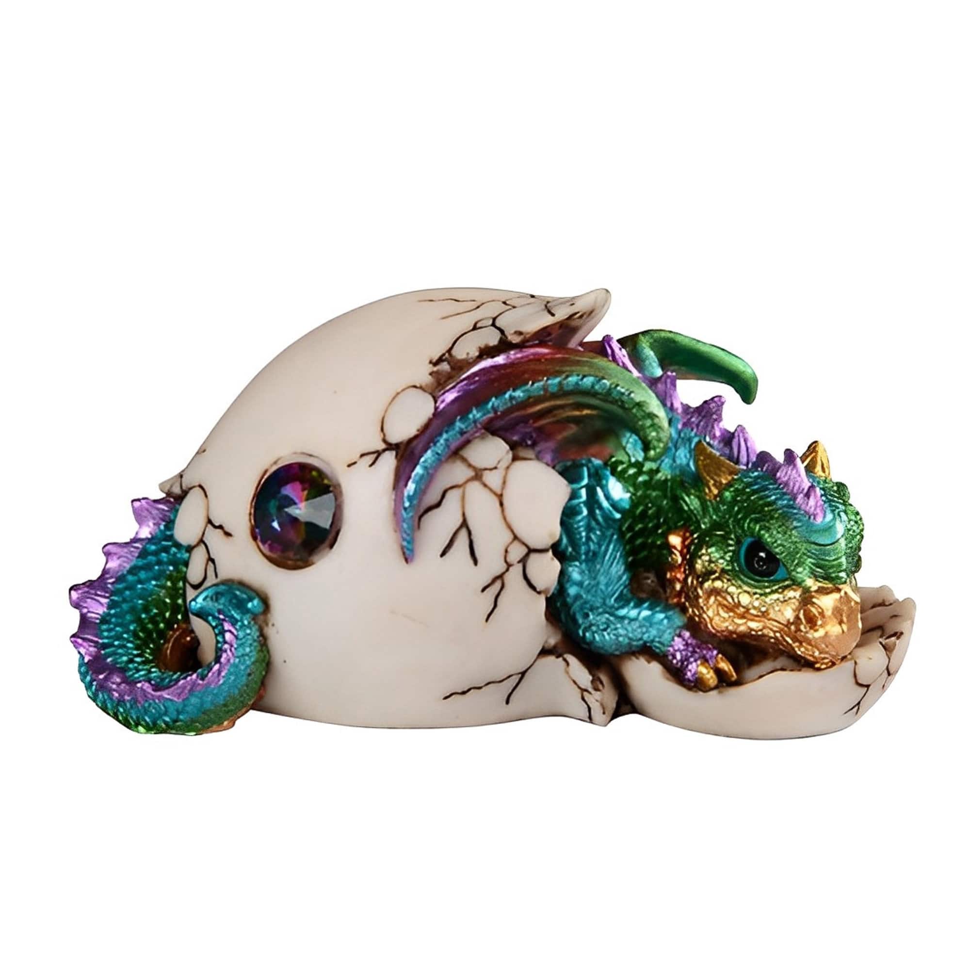 FC Design - 5.5"W ful Dragon Baby Hatchling in Egg Figurine Statue Computer Desk Tabletop Medieval Gaming Home Decor Gift - Multi-Color