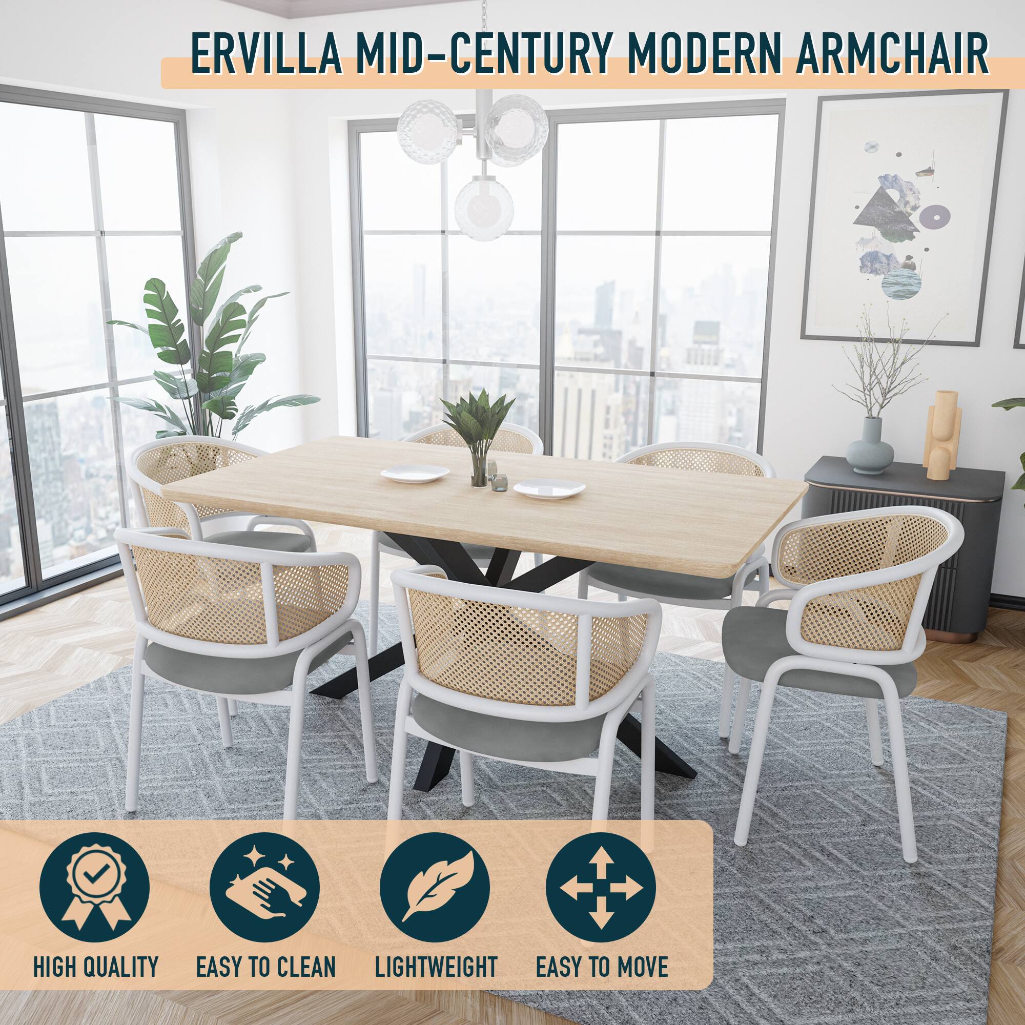 ERVILLA MID-CENTURY MODERN ARMCHAIR

HIGH QUALITY
EASY TO CLEAN
LIGHTWEIGHT
EASY TO MOVE