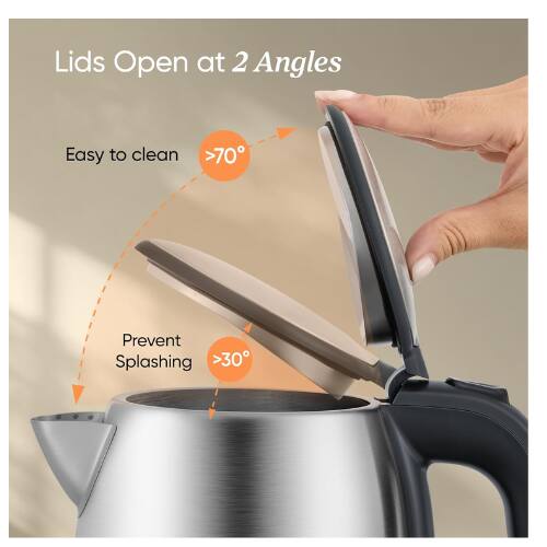 Lids Open at 2 Angles

Easy to clean >70°

Prevent Splashing >30°