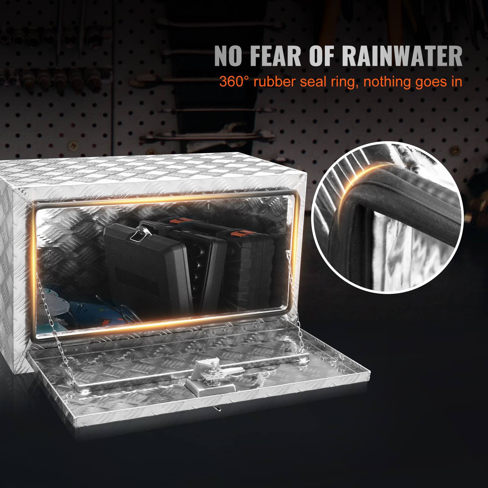 NO FEAR OF RAINWATER
360° rubber seal ring, nothing goes in