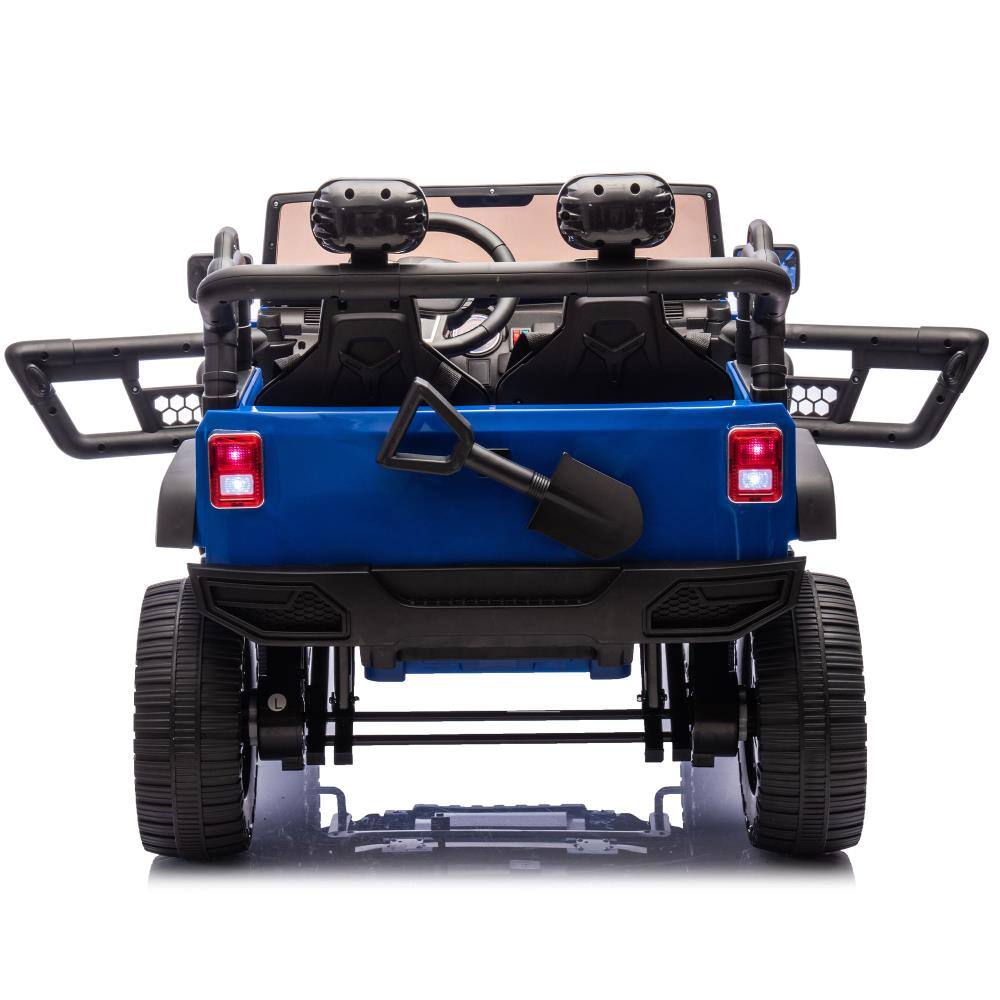 Angle. BreeBe - 24V 2-Seater Kids ride on Truck w/ Remote Control, 200W*2, 4-Wheel Suspension, Music, MP3, Bluetooth, Seat Belts, Age 3+ - Blue.