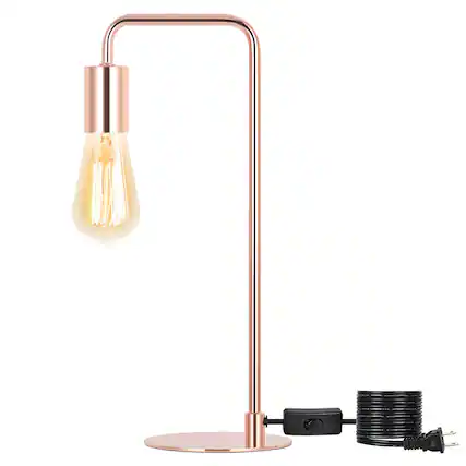 Front. Oumilen - Industrial Desk Table Nightstand Lamp Gold Bedside Lamp Metal Base Dorm Light.
