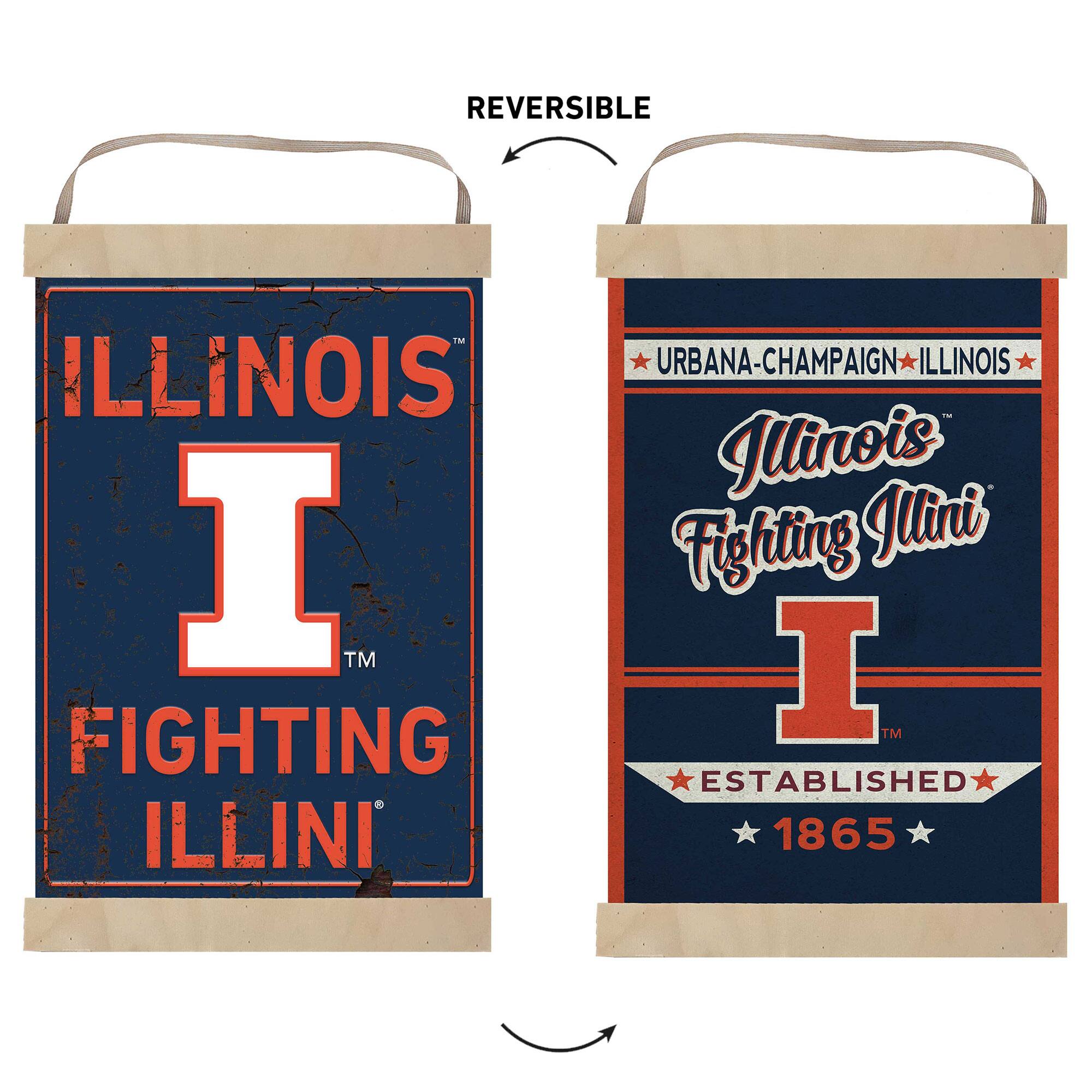 Jardine Illinois Fighting Illini Faux Rust Banner Sign Navy - Best Buy