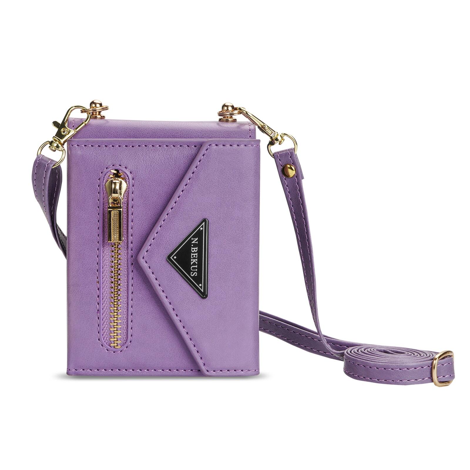 Alt View 1. Dteck - Crossbody Strap Case for Samsung Galaxy Z Flip8, Zipper Wallet Card Pocket Shockproof PU Leather Cover - Purple.
