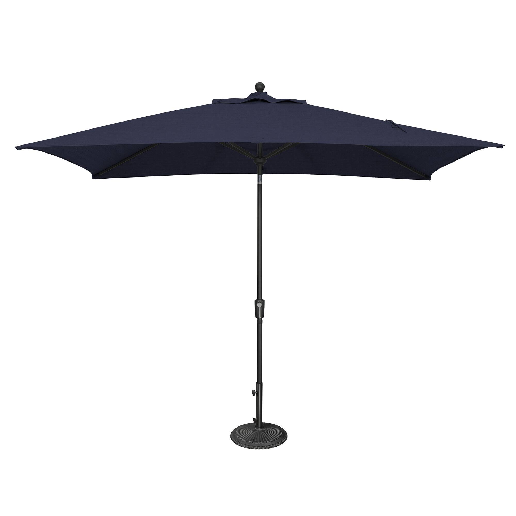 Mondawe - 6.6' x 10' Rectangle Patio Umbrella Push Button Tilt Black Frame - Navy