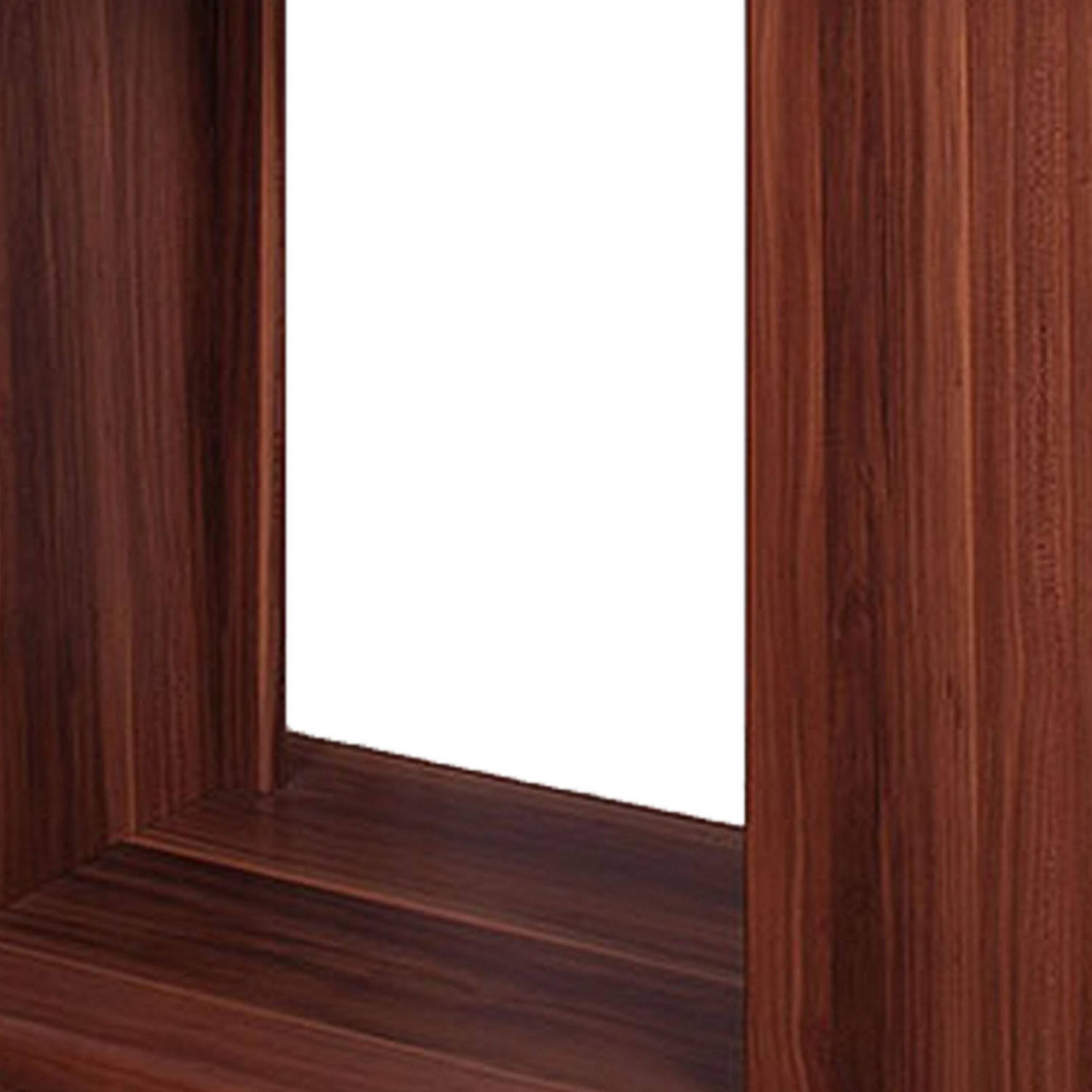 Alt View 1. Manhattan Lane - Liam 47 Inch Sofa Console Table, Brown Wood, Pedestal Base, Black Glass Top - Brown, Black.