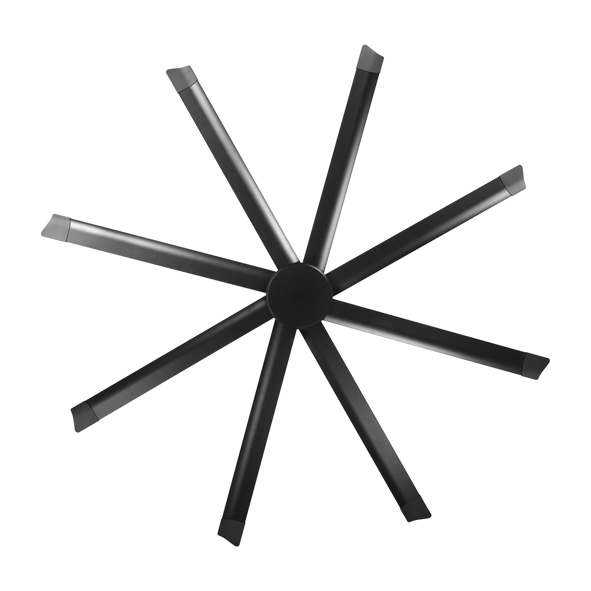 Alt View 4. Vaczon - 100" Industrial 8 Aluminum Blades 6-Speed DC Motor Ceiling Fan with Remote Control, 15000 CFM High Airflow, No Light - Matte Black.