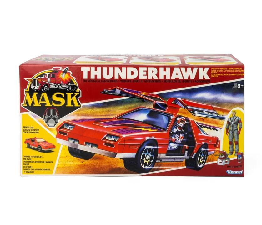**Thunderhawk**

**Mask**

**Toy Vehicle & Accessories**

**Véhicule Jouet et Accessoires**

**Vehículos de Juego y Accesorios**

**Age 8+**

**Sports Car**

**Voiture de Sport**

**Coche Deportivo**

**Changes to Fighter Jet!**

**And Back!**

**Cambia a Avión de Combate!**

**Y Vuelve!**

**Matt Tracker**

**Kenner**
