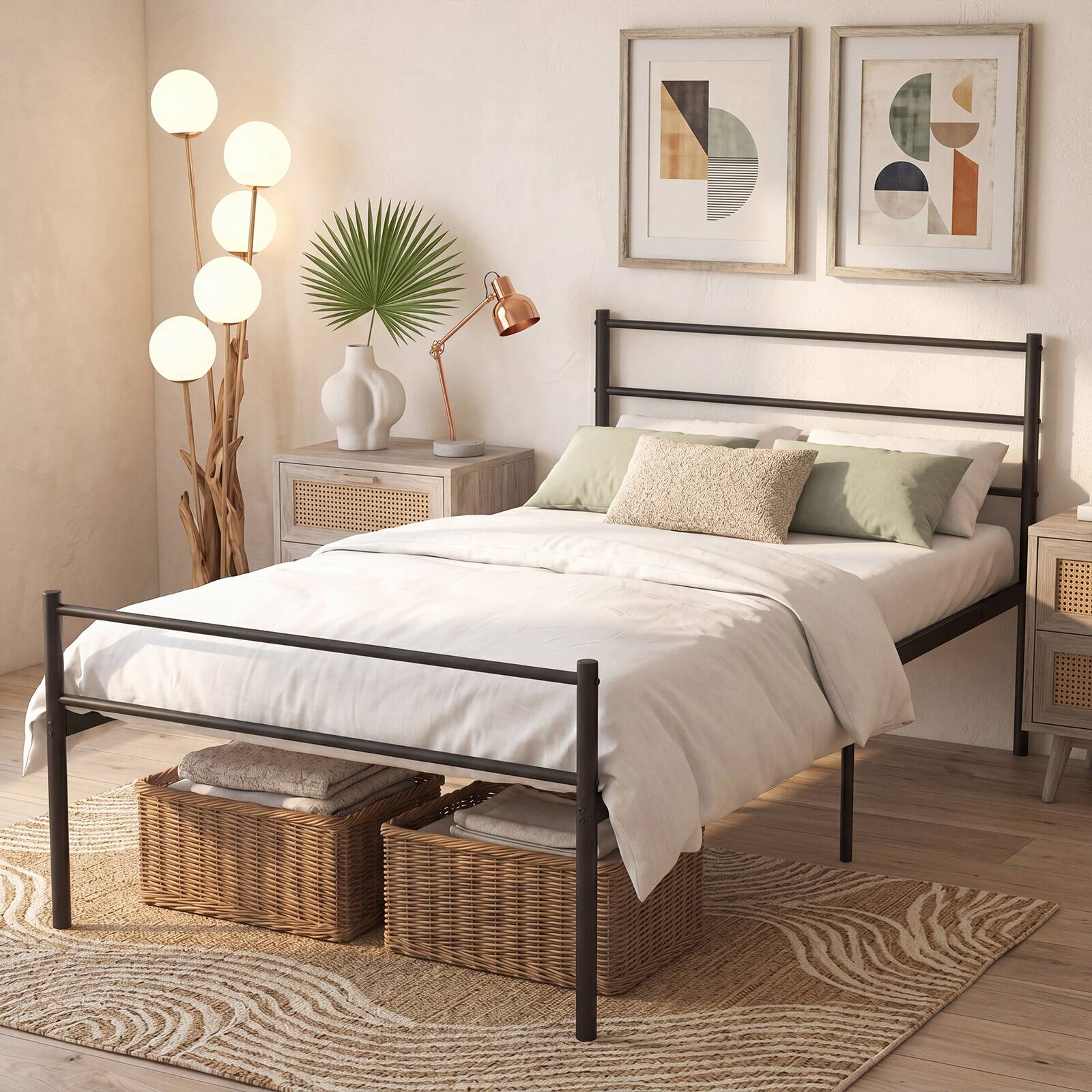 Alt View 3. Costway - Costway Twin Metal Bed Frame Mattress Foundation No Box Spring Needed - Black.