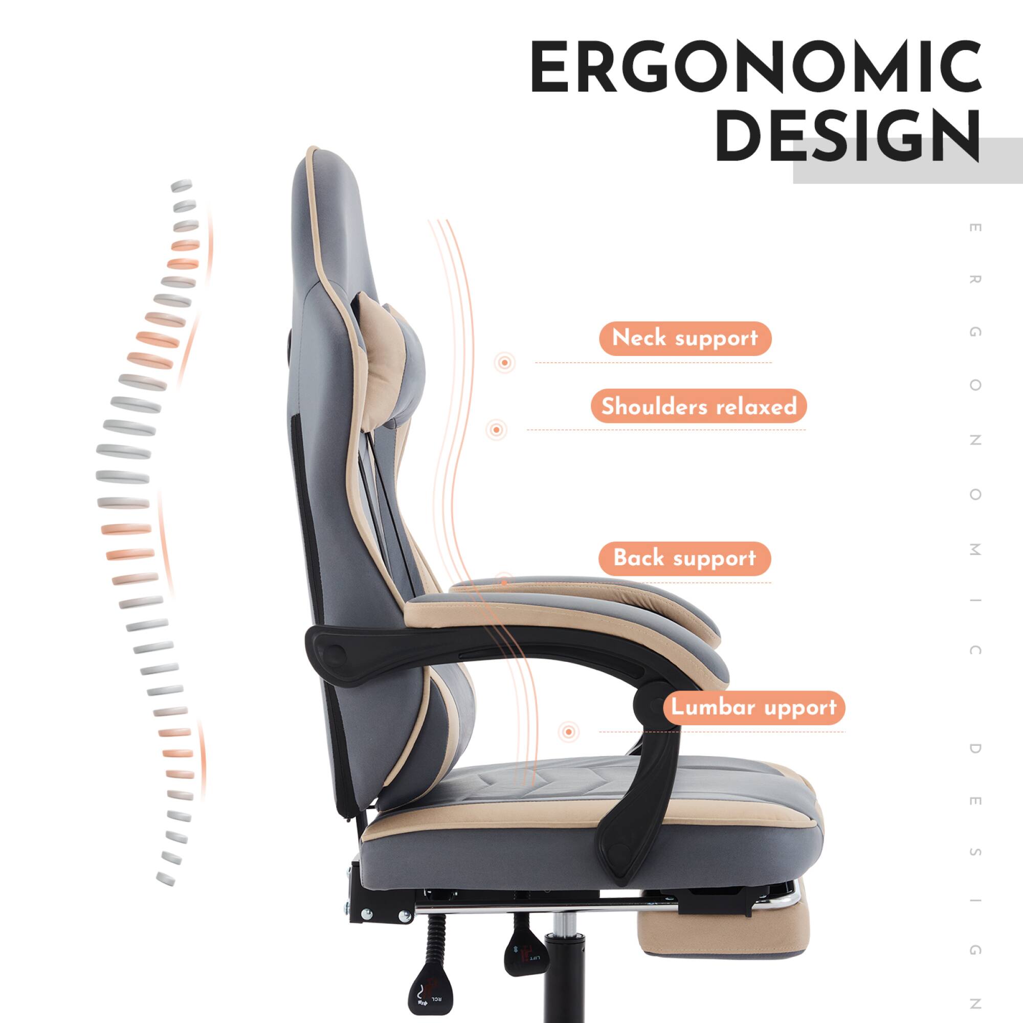 ERGONOMIC DESIGN

- Neck support
- Shoulders relaxed
- Back support
- Lumbar support