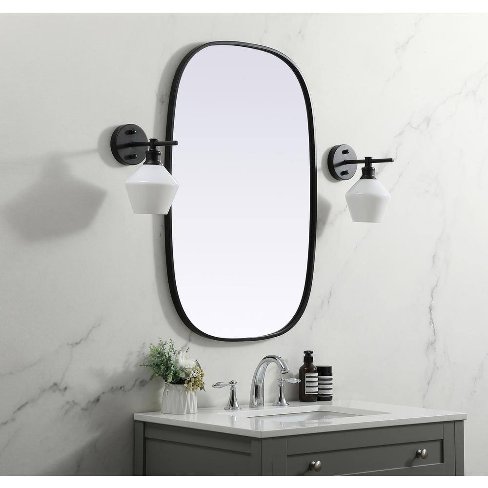 Alt View 9. Elegant Decor - Metal Frame Oval Mirror 24x36 Inch in Black - Black.