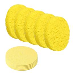 Unique Bargains - 10pcs Cellulose Round Sponges Non-Scratch Compressed Scrubber for Kitchen Bathroom Household Cookware & Cleaning DIY - Gold