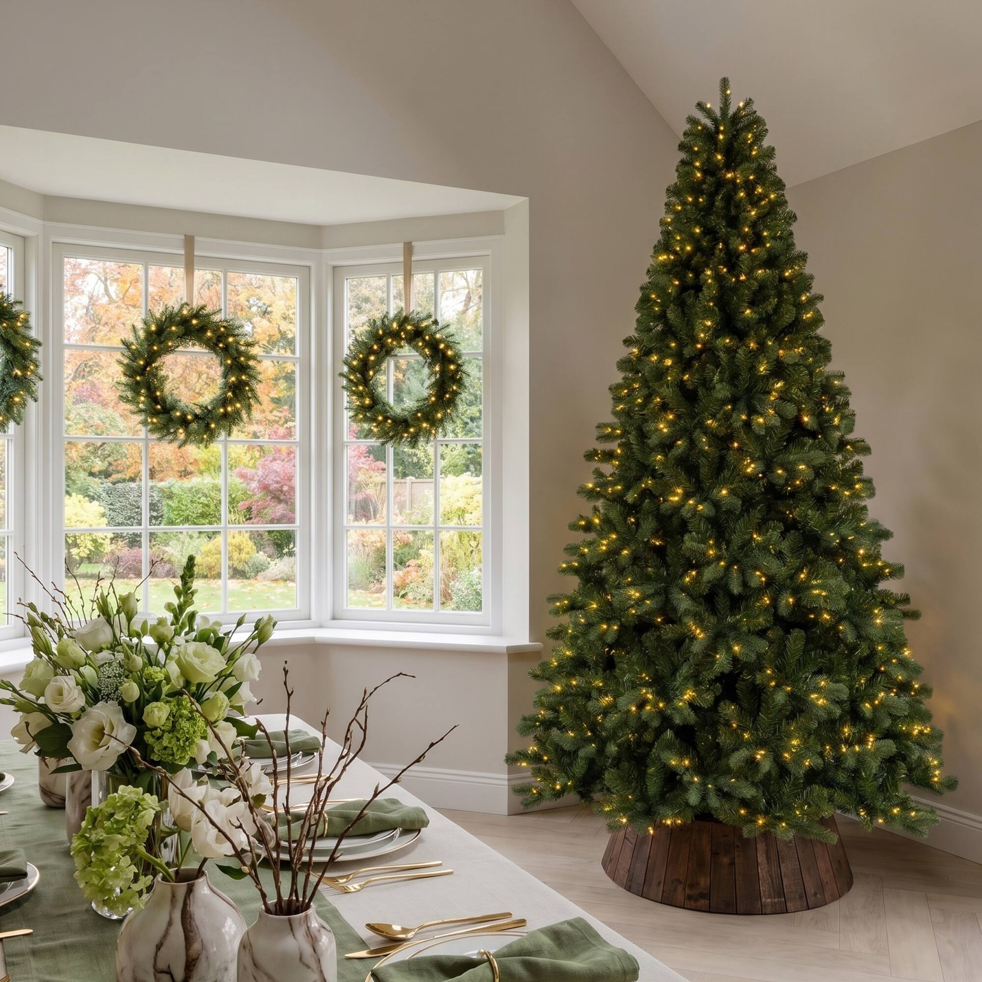 Alt View 9. Glitzhome - 9ft Pre-Lit Full Fir Artificial Christmas Tree with 1000 C3 Clear Lights - Green.