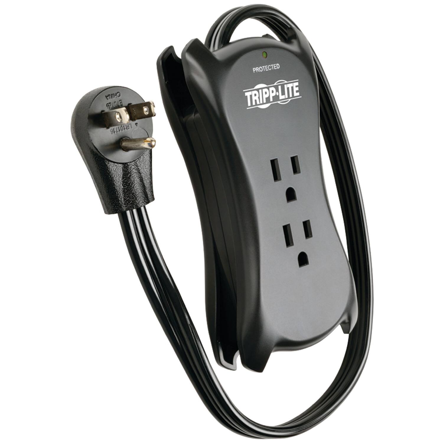 Tripp Lite - By Eaton Traveler3usb Protect It! 1,050-joules Travel-size Surge Protector, 3 Outlets And 2 Usb Ports - Black