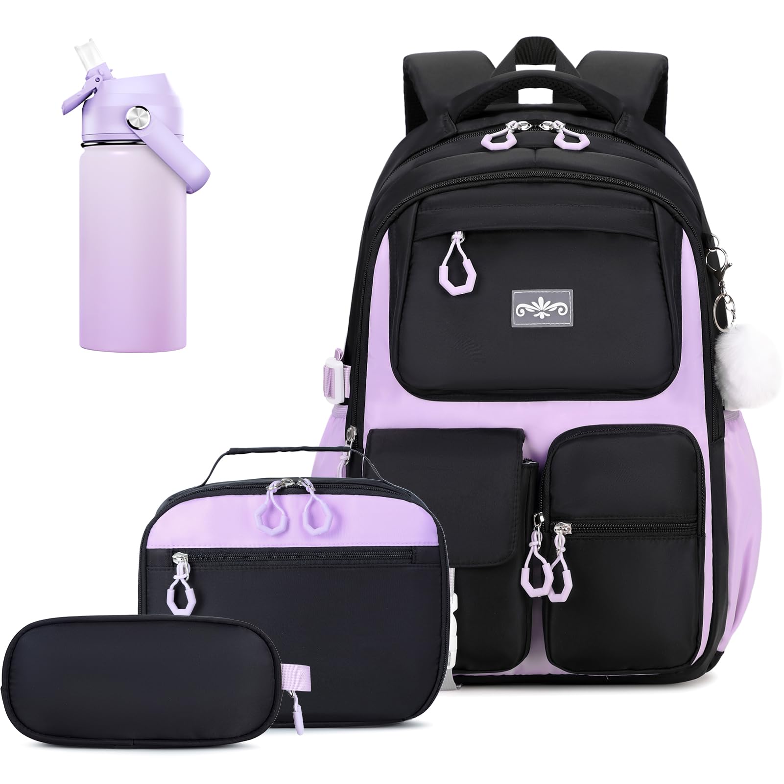 Pacoar Cade 4pcs Backpack Set Backpacks For With 14oz Water Bottle ...