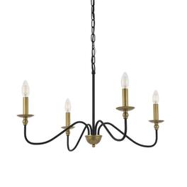 Living District - Rohan 4 Light Pendant - Matte Black And Brass