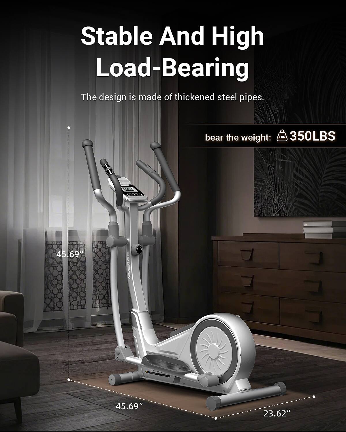 Stable And High Load-Bearing  
The design is made of thickened steel pipes.  
bear the weight: 350LBS  
45.69"  
45.69"  
23.62"
