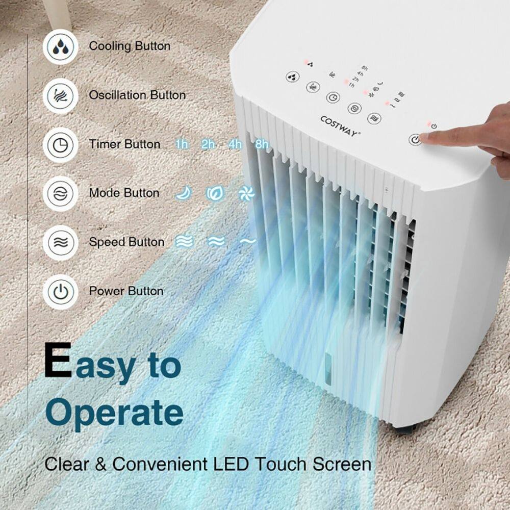 Cooling Button  
Oscillation Button  
Timer Button (1h, 2h, 4h, 8h)  
Mode Button  
Speed Button  
Power Button  

Easy to Operate  
Clear & Convenient LED Touch Screen