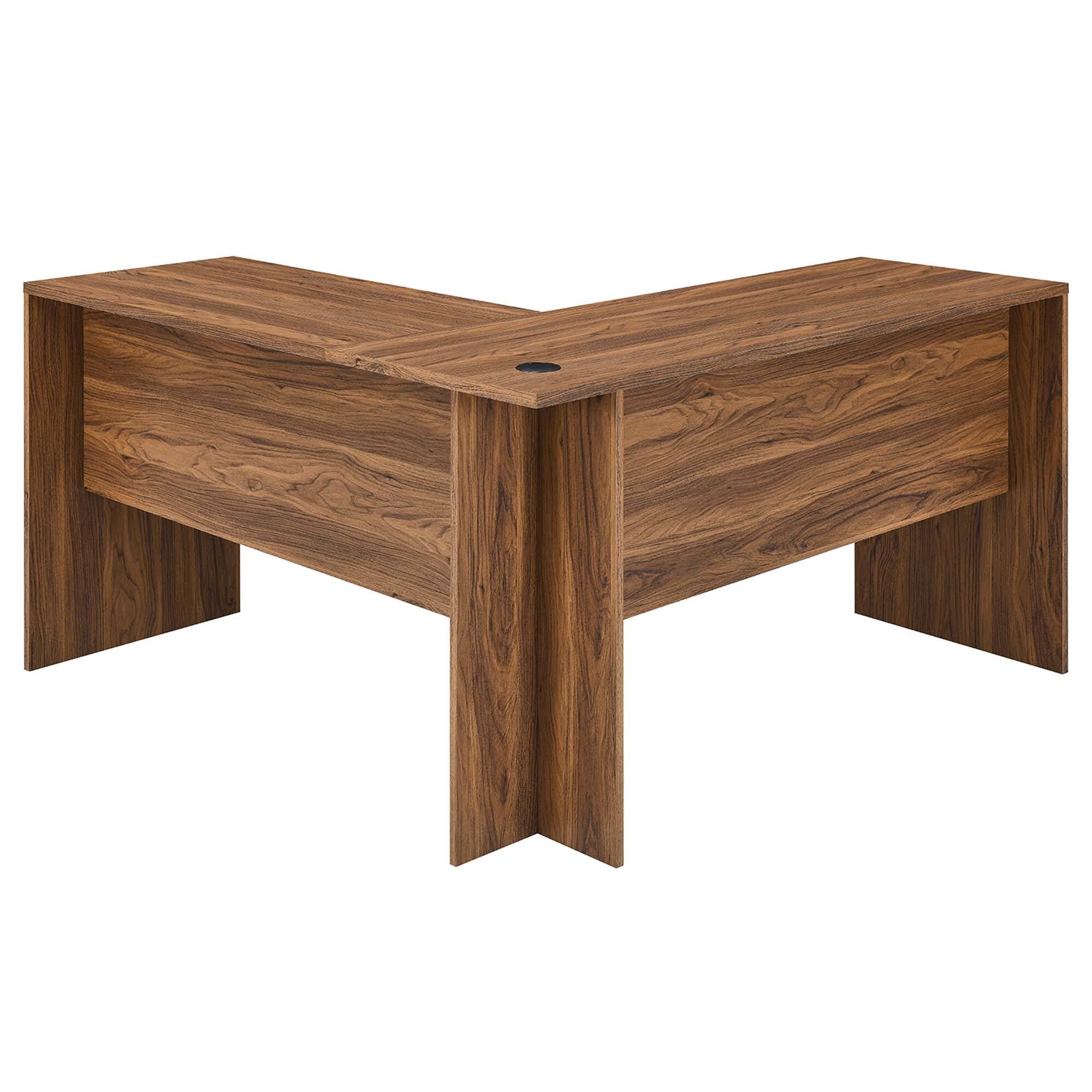 Alt View 2. Modway - Venture L-Shaped Wood Office Desk by Modway - Walnut.