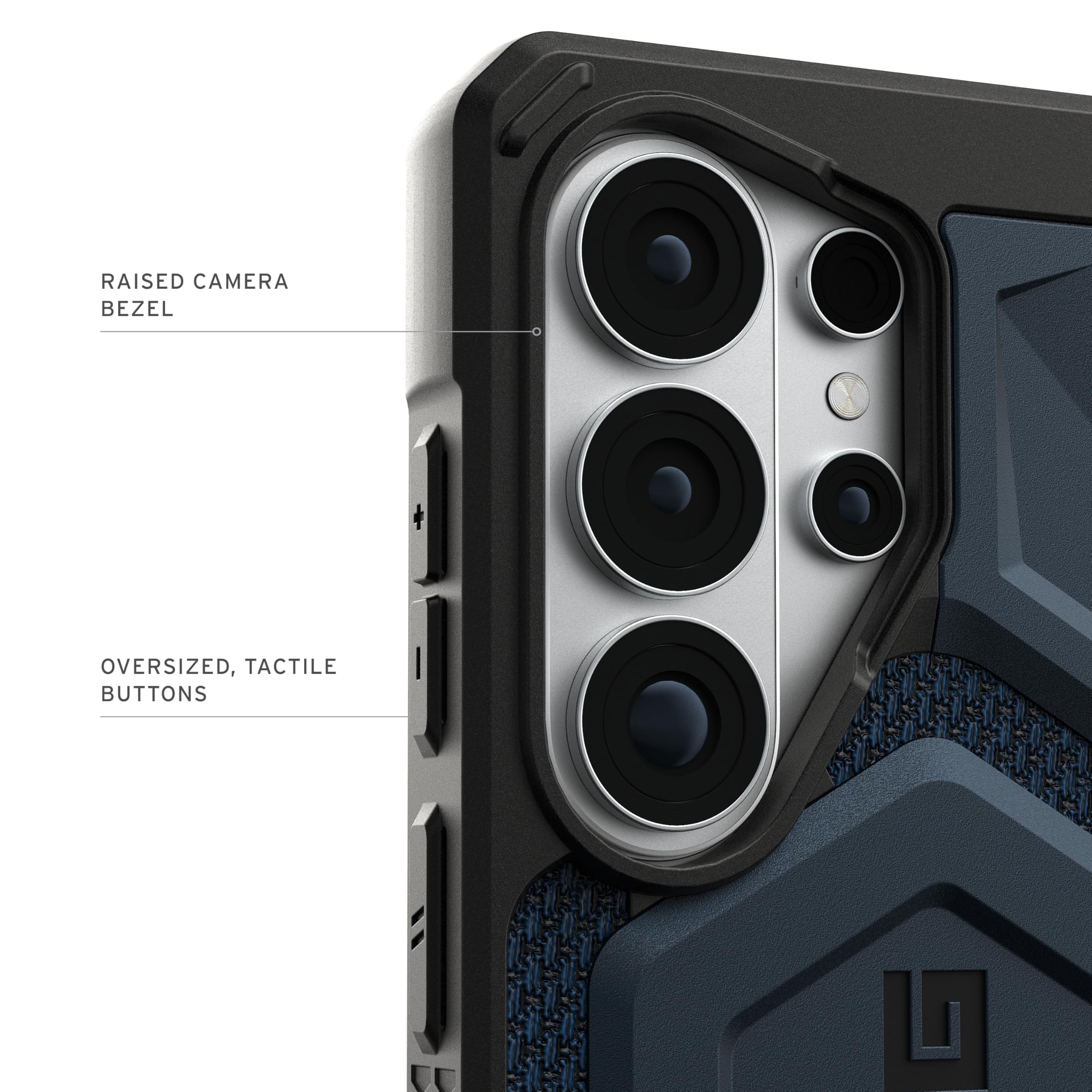 RAISED CAMERA BEZEL, OVERSIZED, TACTILE BUTTONS