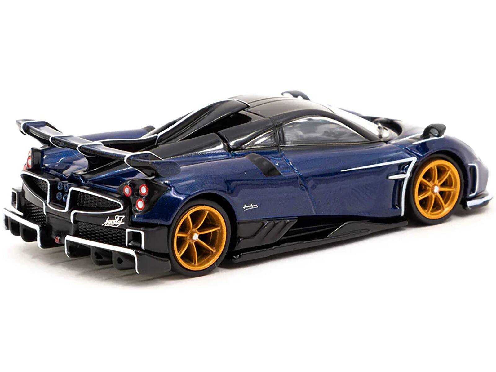 Angle. Tarmac Works - Pagani Imola Argentina Blue Metallic with Black Top "Global64" Series 1/64 Diecast Model by Tarmac Works - Blue Metallic with Black.