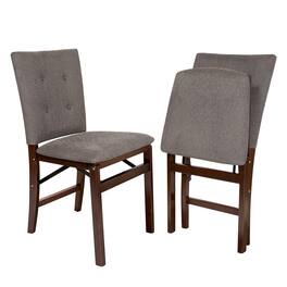 Stakmore - Parson's Upholstered Folding Chair, Espresso Frame with Jax Fabric (Set of 2) - Brown