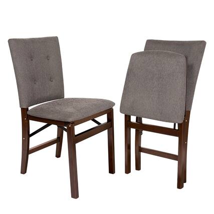 Front. Stakmore - Stakmore Parson's Upholstered Folding Chair, Espresso Frame with Jax Fabric (Set of 2) - Brown.