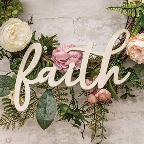 Angle. BreeBe - *Hanging Ivory Script Faith Sign - Ivory.