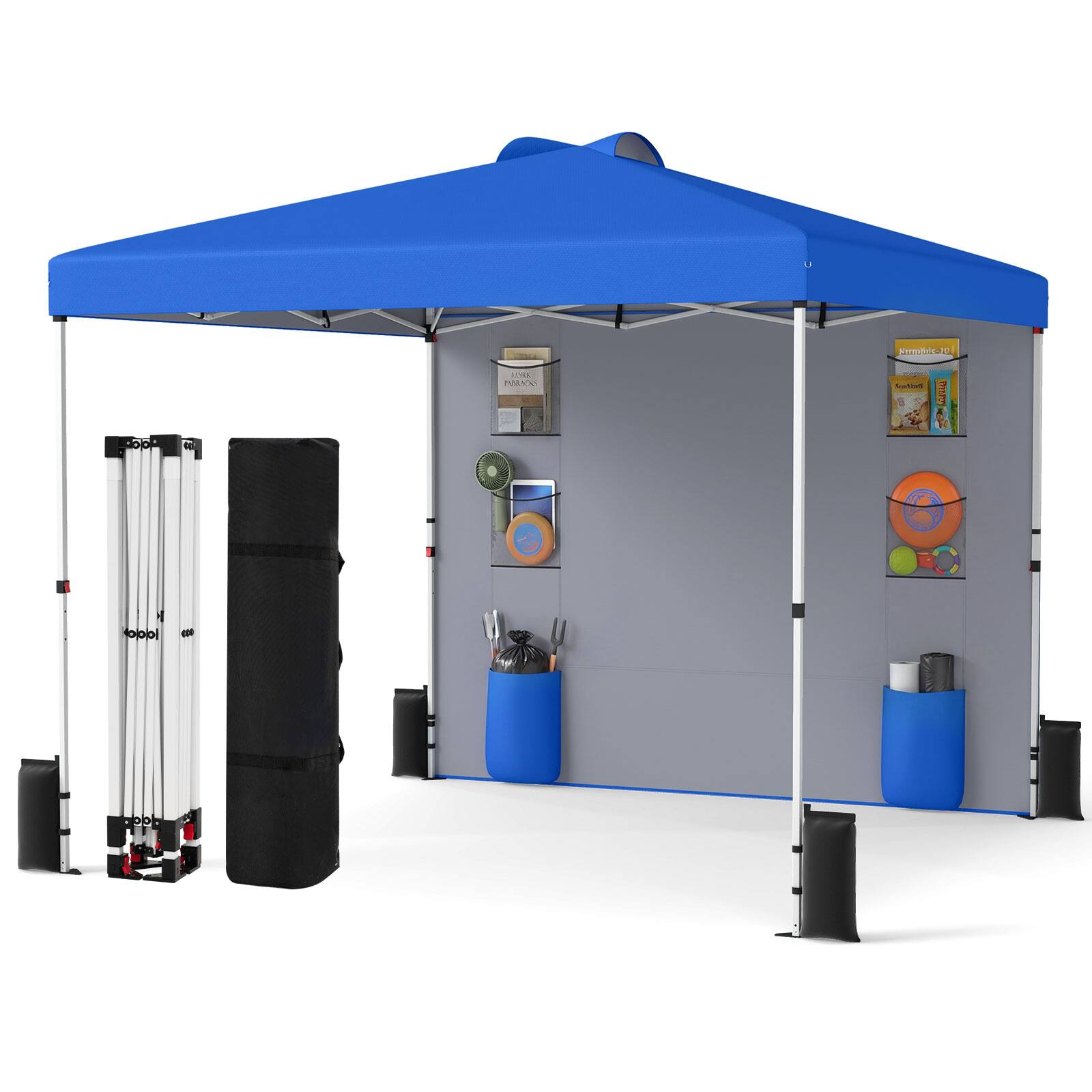 Costway - Pop up Canopy Tent with Sidewall, 6 Pockets, Instant Setup Commercial Gazebo - Blue price history on PriceWatchPro